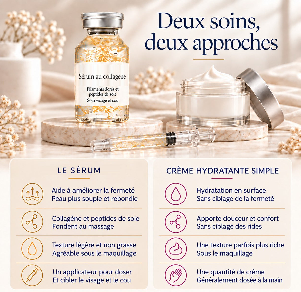 Sérum et crème hydratante : deux soins, deux approches